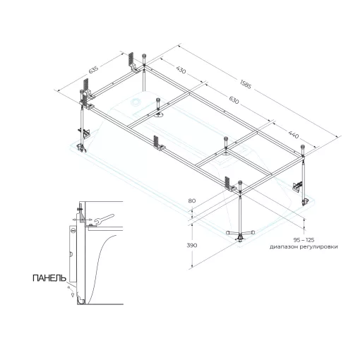 Металлический каркас  CEZARES EMP-170-75-MF-R  170х75, изображение 2