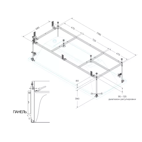 Металлический каркас  CEZARES PLANE-190-80-MF-R 190х80, изображение 2