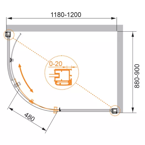 Душевой уголок CEZARES ANIMA-W-RH-1-120/90-C-Cr   120х90, изображение 5