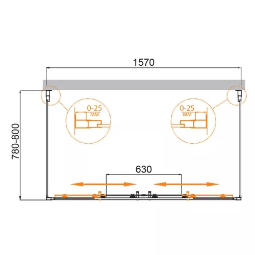 Душевой уголок CEZARES MOLVENO-AH-22-C-Cr-IV пристенный, Цвет стекла: прозрачное, Цвет профиля: Хром, Монтаж: Пристенный, Выбрать размер: 160х80, изображение 2
