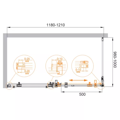 Душевой уголок CEZARES STYLUS-O-M-AH-1-C-Cr, Цвет профиля: Хром, Выбрать размер: 120х100, изображение 5