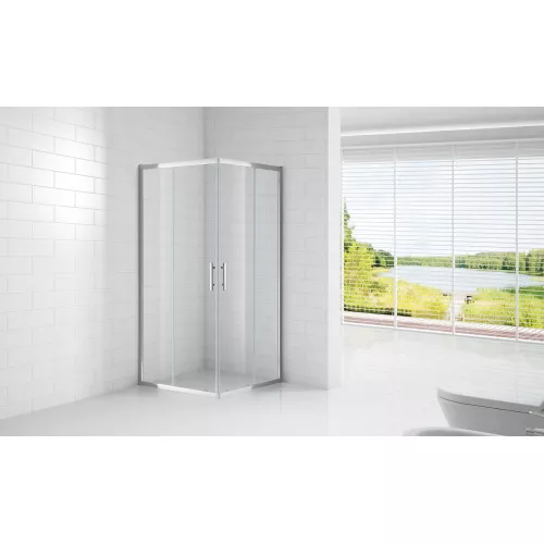 Душевой уголок CEZARES ECO-O-A-2-C-Cr/P-Cr, Цвет стекла: прозрачное, Цвет профиля: Хром, Выбрать размер: 100х100, изображение 2