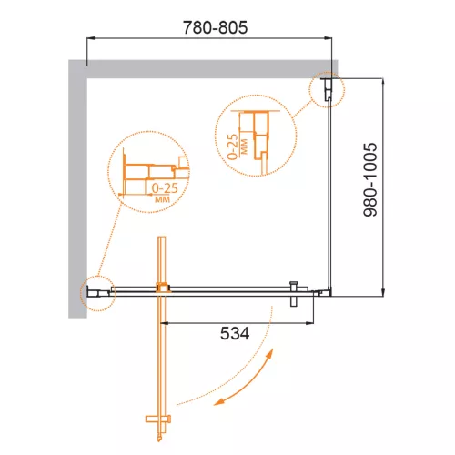 Душевой уголок CEZARES MOLVENO-AH-1-C-Cr-IV, Цвет стекла: прозрачное, Цвет профиля: Хром, Выбрать размер: 80х100, изображение 2