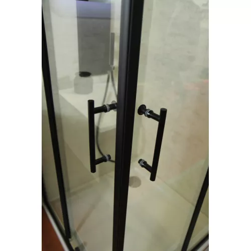 Душевой уголок CEZARES ECO-O-A-2-C-NERO, Цвет стекла: прозрачное, Цвет профиля: Черный, Выбрать размер: 100х100, изображение 4