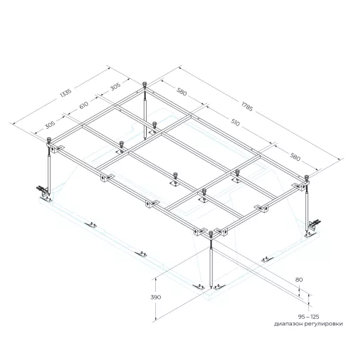 Металлический каркас для акриловой ванны CEZARES PLANE_DUO-MF, изображение 2