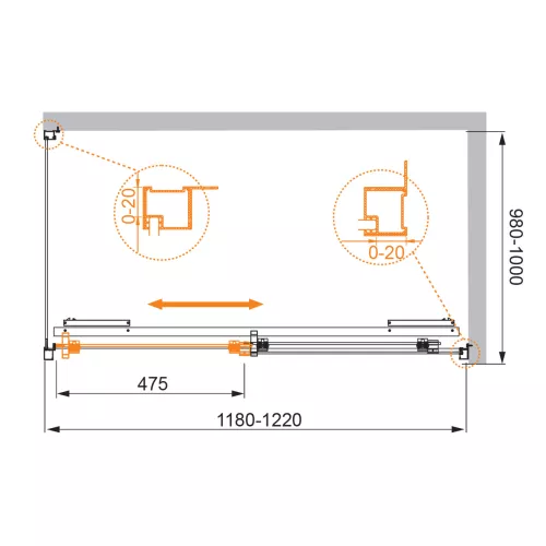 Душевой уголок CEZARES LUX-SOFT-W-AH-1-C-Cr-IV, Цвет профиля: Хром, Выбрать размер: 120х100, изображение 6