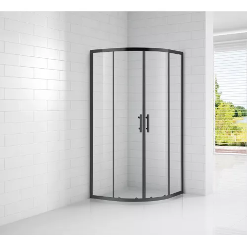 Душевой уголок CEZARES ECO-O-R-2-C-NERO, Цвет стекла: прозрачное, Цвет профиля: Черный, Выбрать размер: 100х100