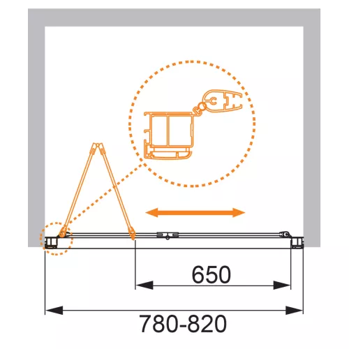 Душевая дверь CEZARES ANIMA-W-BS-80-P-Cr, Цвет стекла: Матовый, Цвет профиля: Хром, Выбрать размер: 80, изображение 2