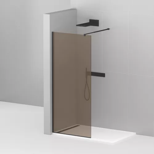 Душевая перегородка CEZARES LIBERTA-L-1-BR-NERO, Цвет стекла: бронза, Цвет профиля: Черный, Выбрать размер: 100