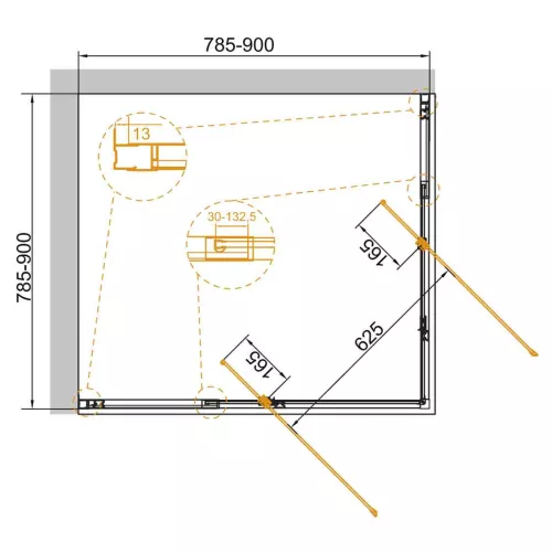 Душевой уголок CEZARES VARIANTE-A/AH-2-C-Cr, Цвет профиля: Хром, Выбрать размер: 80х80, изображение 2
