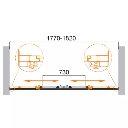 Душевая дверь CEZARES MOLVENO-BF-2-180-C-Cr-IV, Цвет стекла: Прозрачный, Цвет профиля: Хром, Выбрать размер: 180, изображение 3