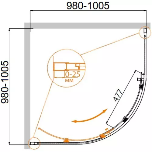 Душевой уголок CEZARES MOLVENO-R-1-C-Cr-IV, Цвет профиля: Хром, Выбрать размер: 100х100, изображение 3