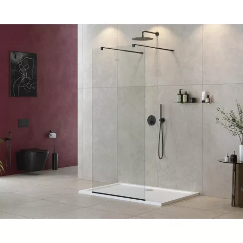 Душевая перегородка CEZARES LIBERTA-L-2-C-NERO, Цвет стекла: прозрачное, Цвет профиля: Черный, Выбрать размер: 100