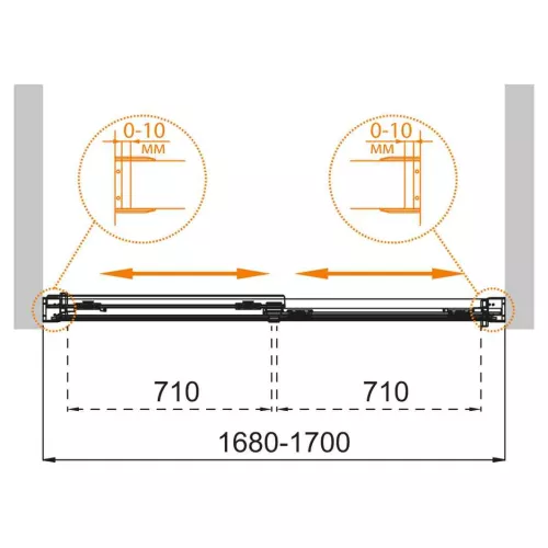 Душевая шторка на ванну CEZARES TANDEM-SOFT-VF-2-P-Cr, Цвет стекла: матовое, Цвет профиля: Хром, Выбрать размер: 170, изображение 3