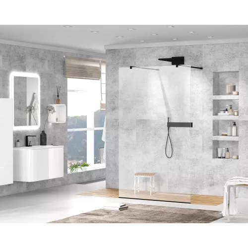 Душевая перегородка CEZARES LIBERTA-L-2-C-NERO, Цвет стекла: прозрачное, Цвет профиля: Черный, Выбрать размер: 100, изображение 2