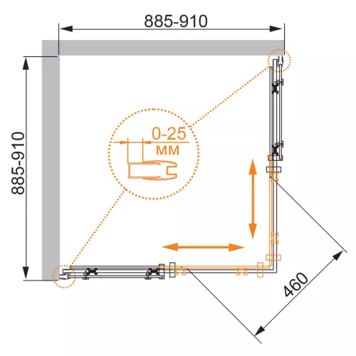 Душевой уголок CEZARES STYLUS-O-M-A-2-90-C-Cr   100х100, изображение 4