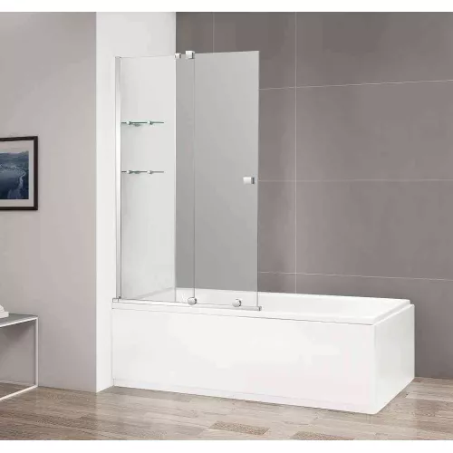 Шторка на ванну с полками CEZARES STREAM-VFS-11-C-Cr, Цвет профиля: Хром, Выбрать размер: 80