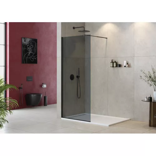 Душевая перегородка CEZARES LIBERTA-L-1-GR-NERO, Цвет стекла: тонированное, Цвет профиля: Черный, Выбрать размер: 100, изображение 4