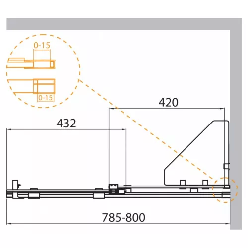 Душевая перегородка CEZARES STREAM-BF-1-C-Cr, Цвет профиля: Хром, Выбрать размер: 80, изображение 2