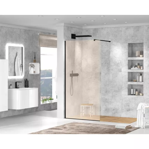 Душевая перегородка CEZARES LIBERTA-L-1-BR-NERO, Цвет стекла: бронза, Цвет профиля: Черный, Выбрать размер: 100, изображение 6