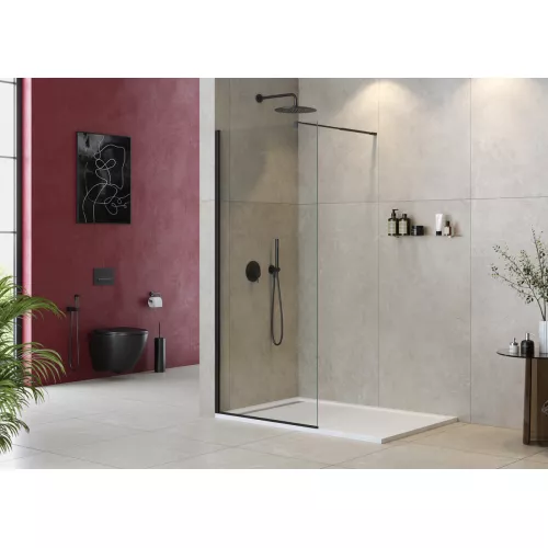 Душевая перегородка CEZARES LIBERTA-L-1-C-NERO, Цвет стекла: прозрачное, Цвет профиля: Черный, Выбрать размер: 100, изображение 2