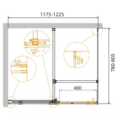 Душевой уголок CEZARES STREAM-AH-1-C-Cr, Цвет профиля: Хром, Выбрать размер: 120х80, изображение 2