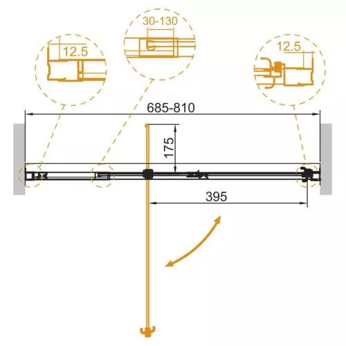 Душевая дверь CEZARES VARIANTE-B-1-C-Cr, Цвет профиля: Хром, Выбрать размер: 70, изображение 2