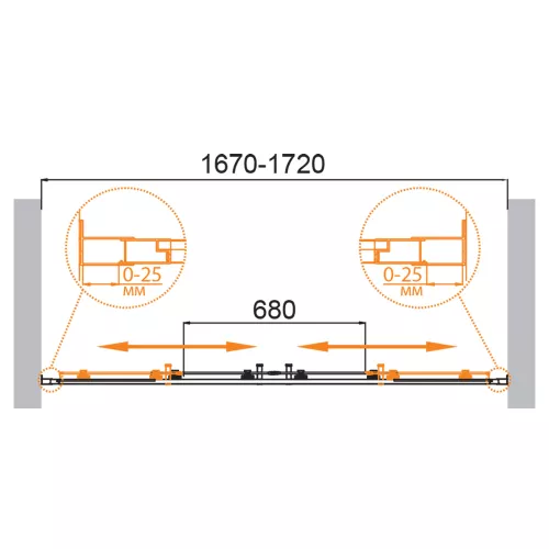 Душевая дверь CEZARES MOLVENO-BF-2-P-Cr, Цвет стекла: Матовый, Цвет профиля: Хром, Выбрать размер: 170, изображение 3