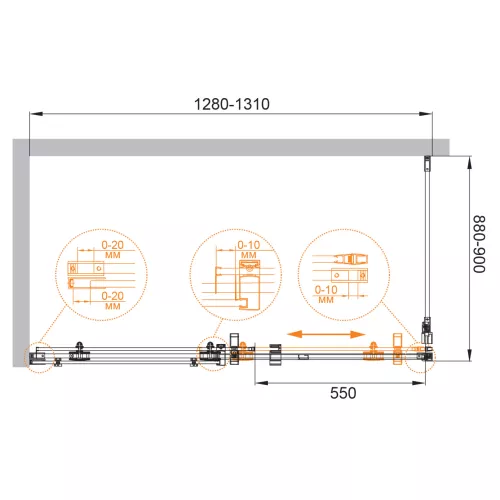 Душевой уголок CEZARES STYLUS-O-M-AH-1-130/90-C-Cr  130х90, изображение 4