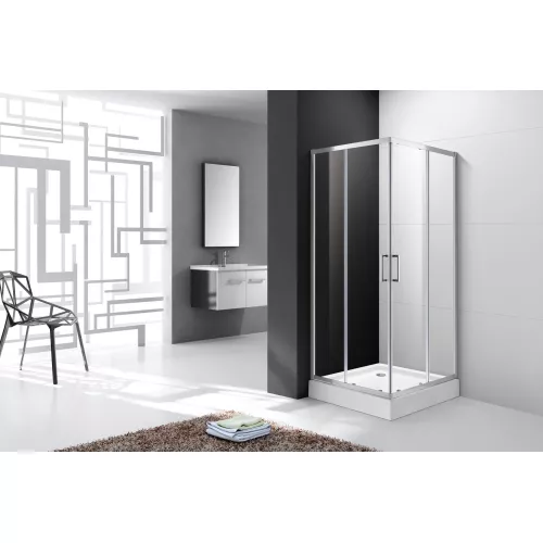 Душевой уголок CEZARES MOLVENO-A-2-C-Cr-IV, Цвет стекла: прозрачное, Цвет профиля: Хром, Выбрать размер: 100х100, изображение 2