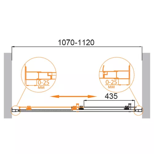 Душевая дверь CEZARES MOLVENO-BF-1-C-Cr-IV, Цвет стекла: Прозрачный, Цвет профиля: Хром, Выбрать размер: 110, изображение 2