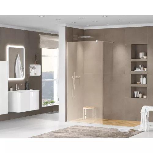 Душевая перегородка CEZARES LIBERTA-L-1-BR-Cr, Цвет стекла: бронза, Цвет профиля: Хром, Выбрать размер: 100, изображение 4