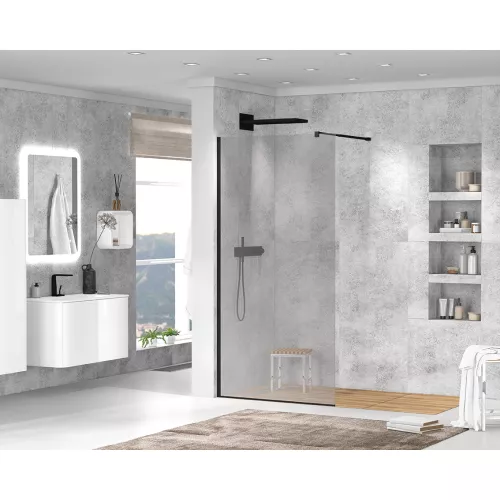 Душевая перегородка CEZARES LIBERTA-L-1-GR-NERO, Цвет стекла: тонированное, Цвет профиля: Черный, Выбрать размер: 100, изображение 5