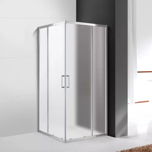 Душевой уголок CEZARES MOLVENO-A-2-P-Cr, Цвет стекла: рифленое, Цвет профиля: Хром, Выбрать размер: 100х100