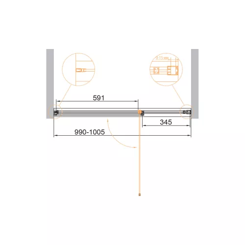 Душевая дверь CEZARES URBAN-B-12-C-CR, Цвет профиля: Хром, Выбрать размер: 100, изображение 2