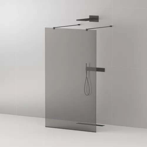 Душевая перегородка CEZARES LIBERTA-L-2-GR-NERO, Цвет стекла: тонированное, Цвет профиля: Черный, Выбрать размер: 100, изображение 2