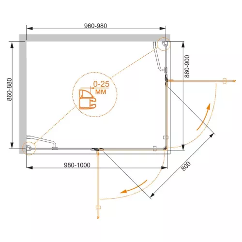 Душевой уголок CEZARES BERGAMO-W-AH-2-C-Cr-L/R, Цвет профиля: Хром, Выбрать размер: 100х90, Ориентация: левая, изображение 2