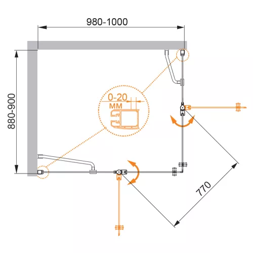 Душевой уголок CEZARES ELENA-W-AH-2-P-Cr-L/R, Цвет стекла: Матовый, Цвет профиля: Хром, Выбрать размер: 100х90, Ориентация: левая, изображение 5