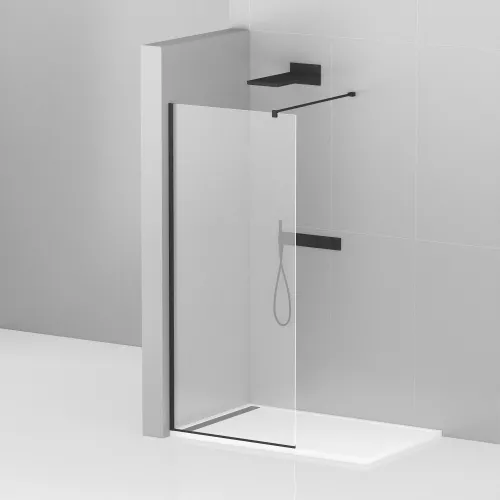 Душевая перегородка CEZARES LIBERTA-L-1-C-NERO, Цвет стекла: прозрачное, Цвет профиля: Черный, Выбрать размер: 100, изображение 2