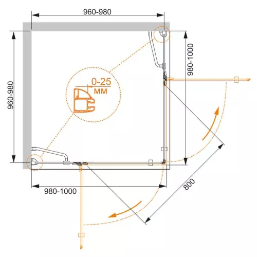 Душевой уголок CEZARES BERGAMO-W-A-2-C-Cr, Цвет профиля: Хром, Выбрать размер: 100х100, изображение 3