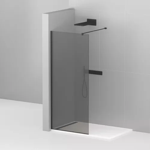 Душевая перегородка CEZARES LIBERTA-L-1-GR-NERO, Цвет стекла: тонированное, Цвет профиля: Черный, Выбрать размер: 100, изображение 2