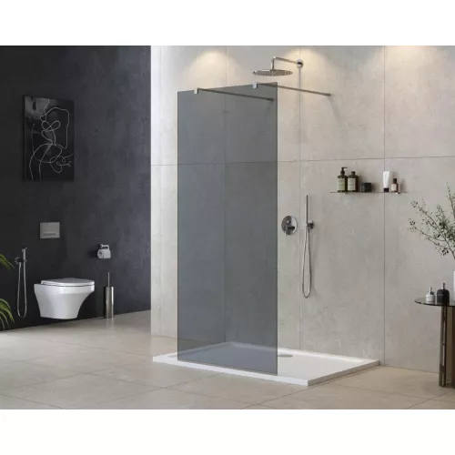 Душевая перегородка CEZARES LIBERTA-L-2-GR-Cr, Цвет стекла: тонированное, Цвет профиля: Хром, Выбрать размер: 100