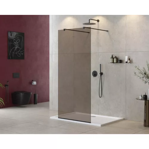 Душевая перегородка CEZARES LIBERTA-L-2-BR-NERO, Цвет стекла: бронза, Цвет профиля: Черный, Выбрать размер: 100