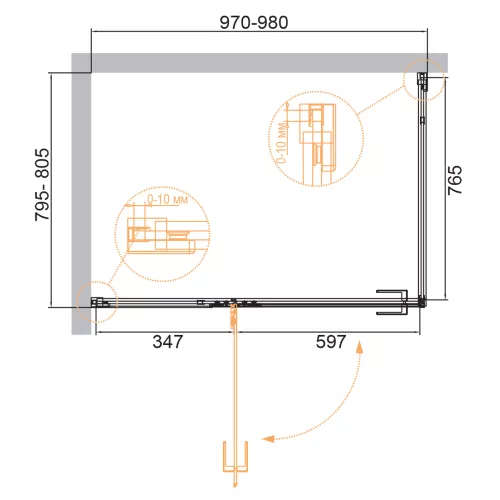 Душевой уголок CEZARES BELLAGIO-AH-1-C-NERO, Цвет профиля: Черный, Выбрать размер: 100х80, изображение 2