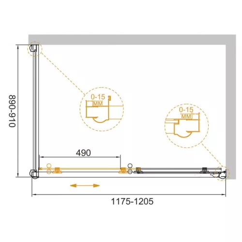 Душевой уголок CEZARES GIUBILEO-AH-1-120/90-SCORREVOLE-CP-Br, Цвет стекла: с рисунком, Цвет профиля: Бронза, Выбрать размер: 120х90, изображение 7