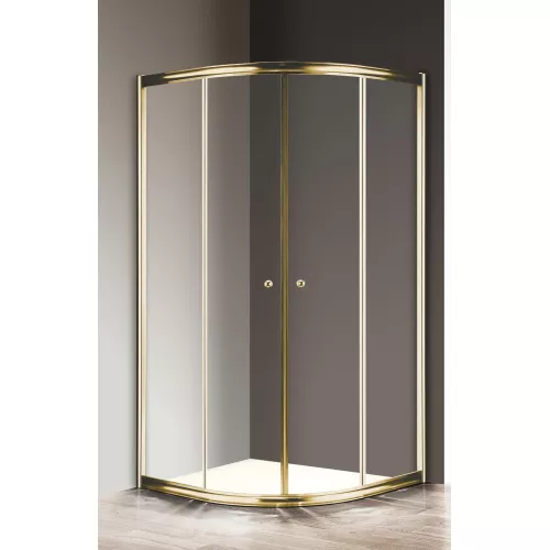 Душевой уголок CEZARES GIUBILEO-R-2-SCORREVOLE-C-G, Цвет стекла: прозрачное, Цвет профиля: Золото, Выбрать размер: 90х90, изображение 2
