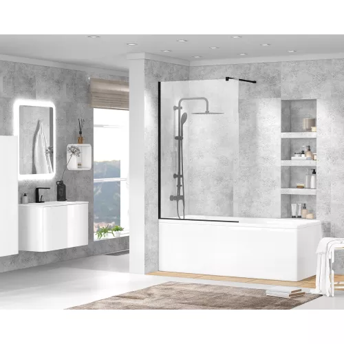 Душевая шторка на ванну CEZARES LIBERTA-V-1-80/155-C-NERO, Цвет стекла: прозрачное, Цвет профиля: Черный, Выбрать размер: 80, изображение 2