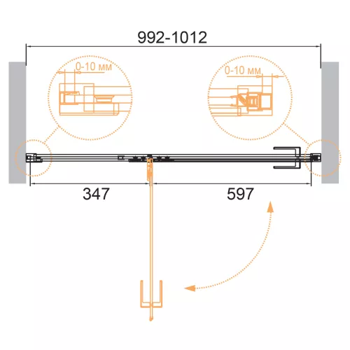 Душевая дверь CEZARES BELLAGIO-B-12-C-BORO, Цвет стекла: Прозрачный, Цвет профиля: Золото, Выбрать размер: 100, изображение 2