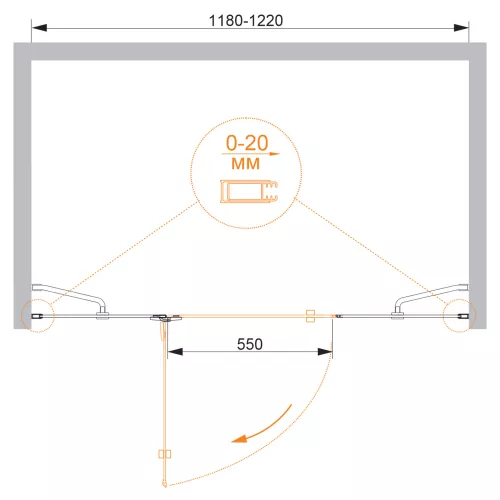 Душевая дверь CEZARES BERGAMO-W-B-13-C-Cr-L/R, Цвет профиля: Хром, Выбрать размер: 120, Ориентация: левая, изображение 2