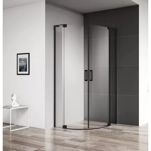 Душевой уголок  CEZARES SLIDER-R-2-C-NERO, Цвет стекла: прозрачное, Цвет профиля: Черный, Выбрать размер: 80х80